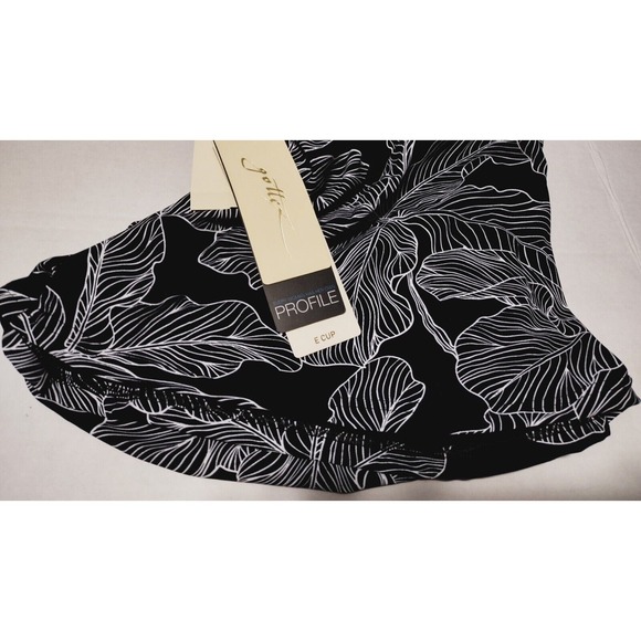 Profile by Gottex Womens Size 32E Swim Tankini Top E22151W18 Black White Floral - Picture 2 of 6